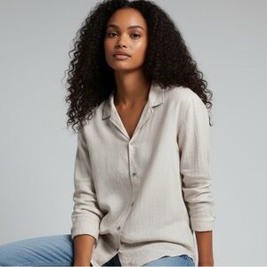 I.N.C. - NEW WITH TAGS- SIZE LARGE - LINEN BLEND TOP BLOUSE - OATMEAL COLOR B10